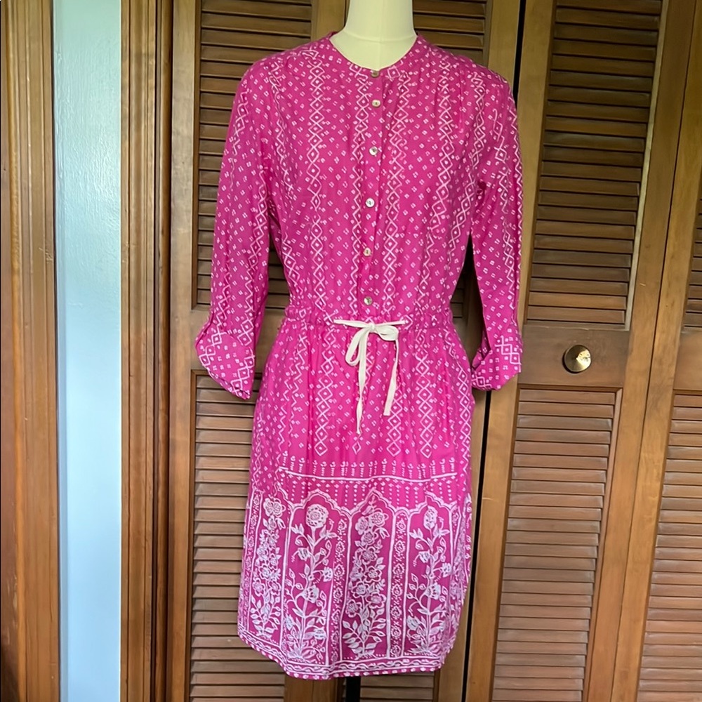 Anthropology Meadow Rue Pink Patterned Women's Dress 12
